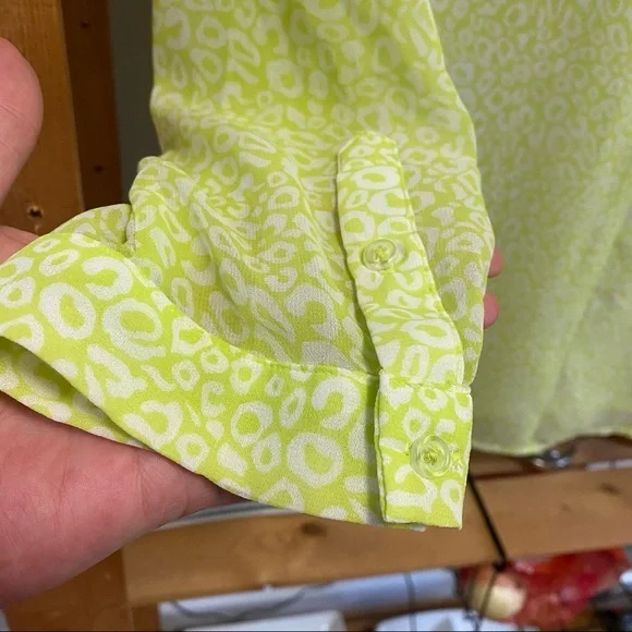 Banana Republic neon yellow animal print sheer button down shirt - Picture 7 of 14